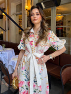 Floral Elegance Belted Dress