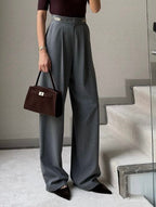 Gold Buckle Wide-Leg Pants