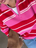 Striped Polo Knit Sweater