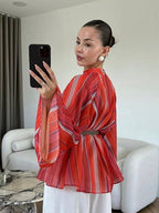 Sunset Stripe Belted Blouse