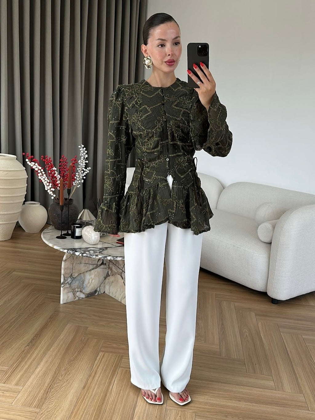 Luna Embroidered Peplum Blouse