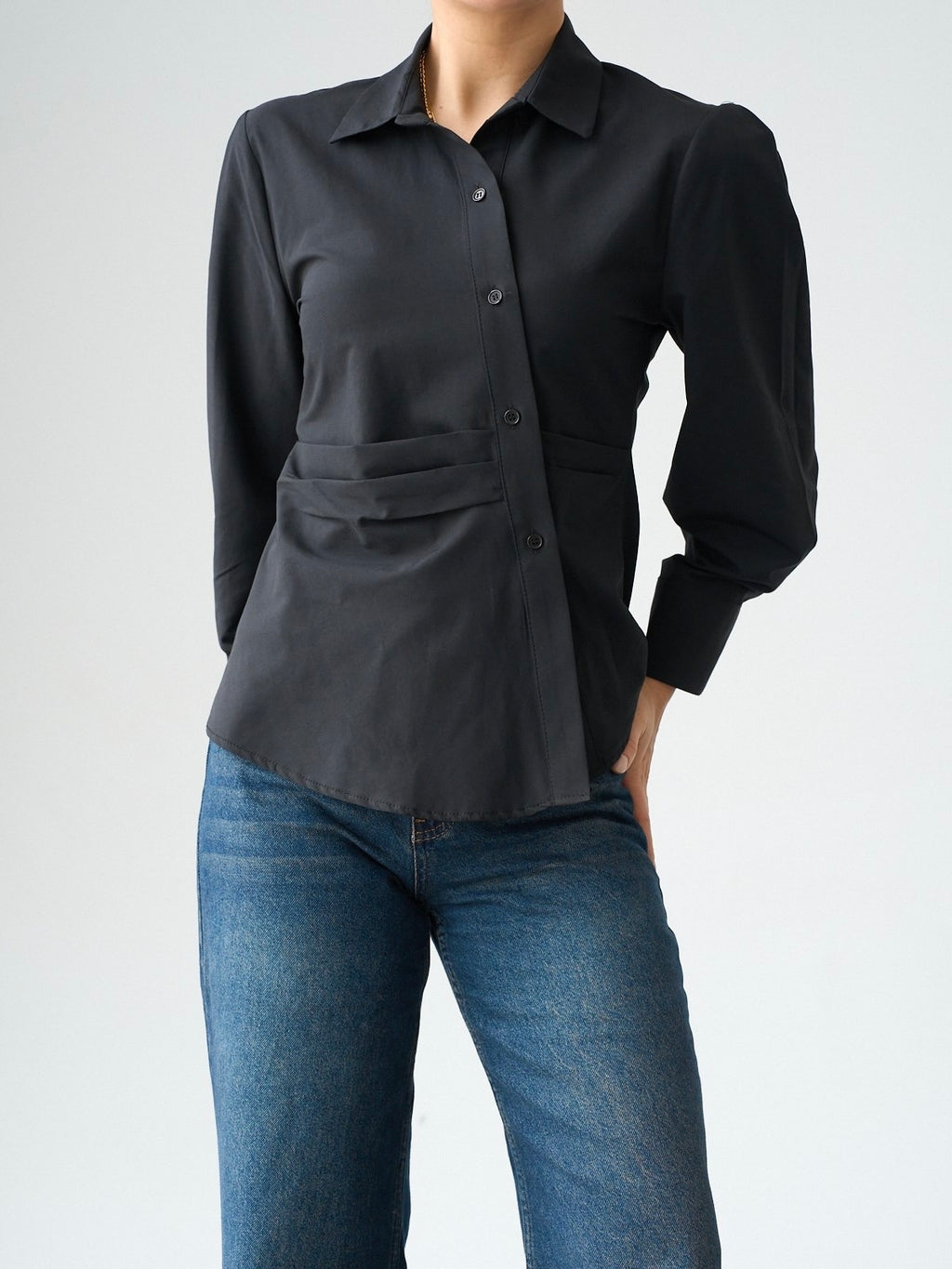 Black Waist Detail Shirt