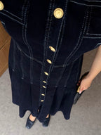 Denim Elegance Midi Dress