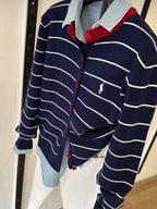 Navy Striped Polo Cardigan