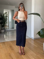 Classic Dark Denim Midi Jeans