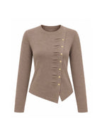 Taupe Button-Detail Knit Top