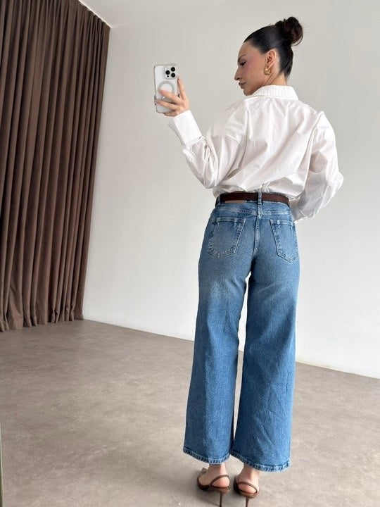 ZARA Wide Leg Cropped Jeans