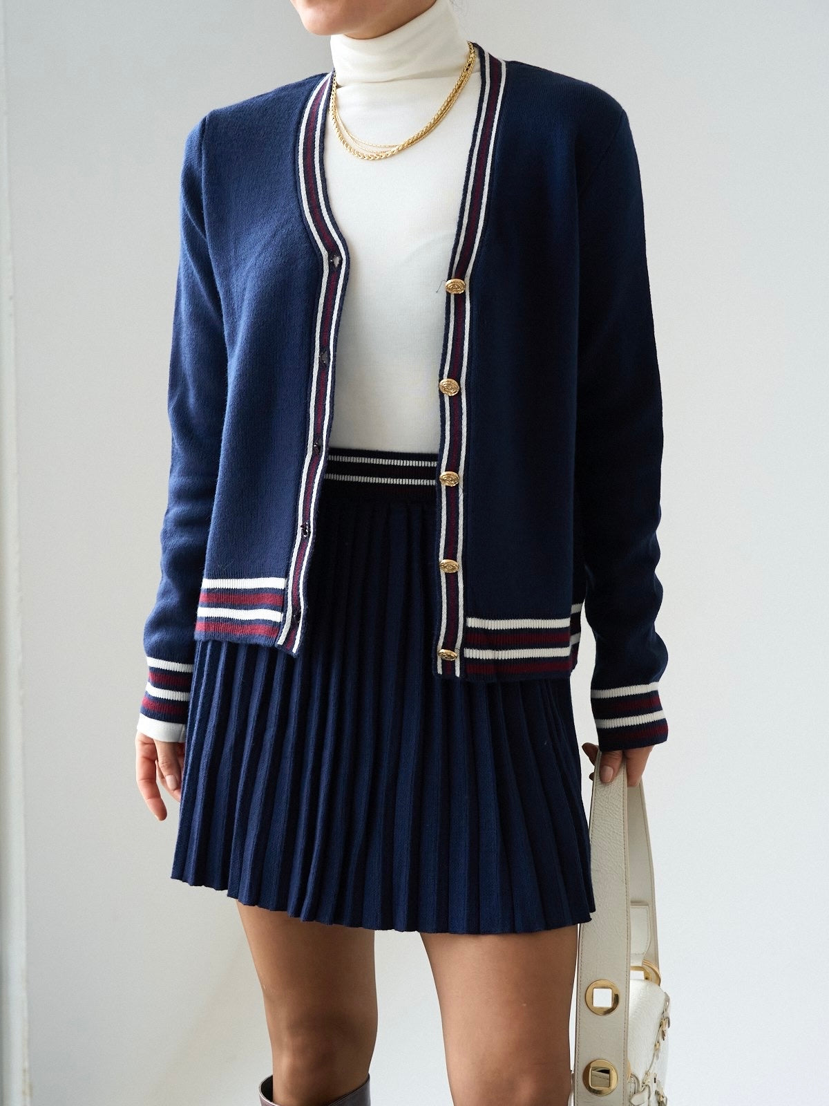Navy Classic Stripe Cardigan