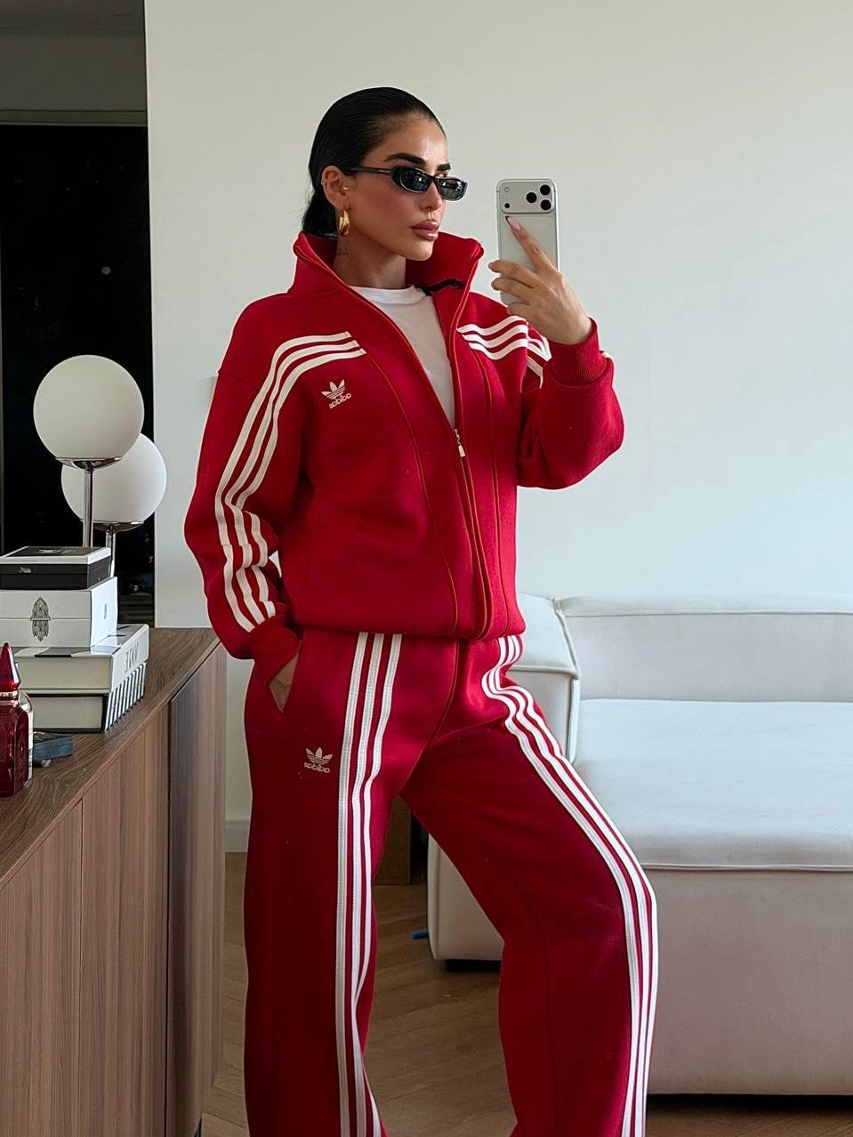 Adidas Red Tracksuit Set