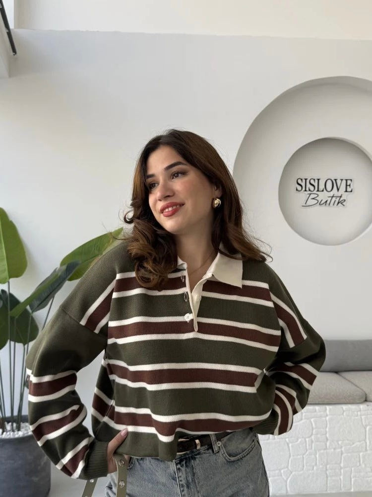 Striped Olive Sweater