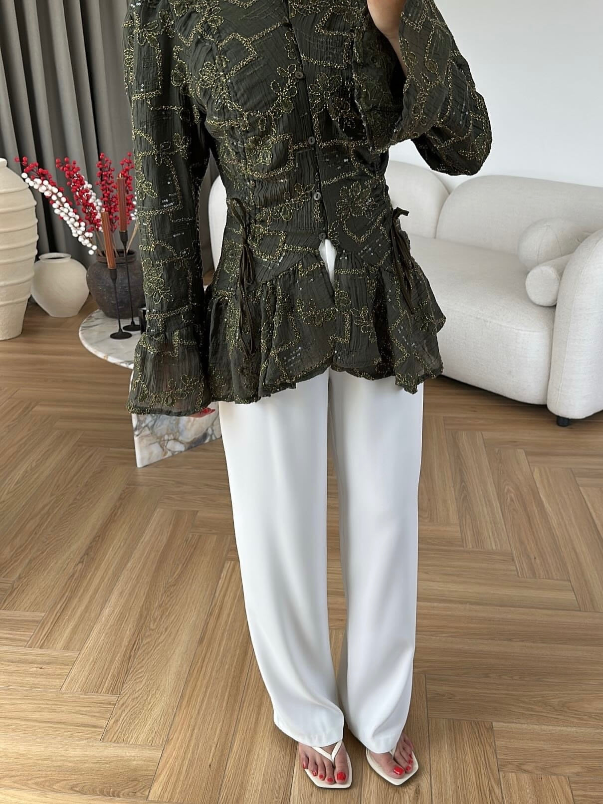 Luna Embroidered Peplum Blouse