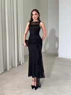 Noir Elegance Embellished Dress