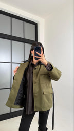 Olive Belted Overshirt Jacket