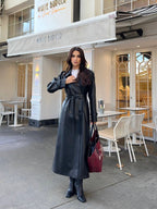 Long Black Leather Coat