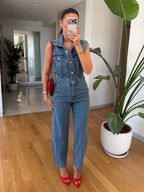Chic Blue Denim Jumpsuit
