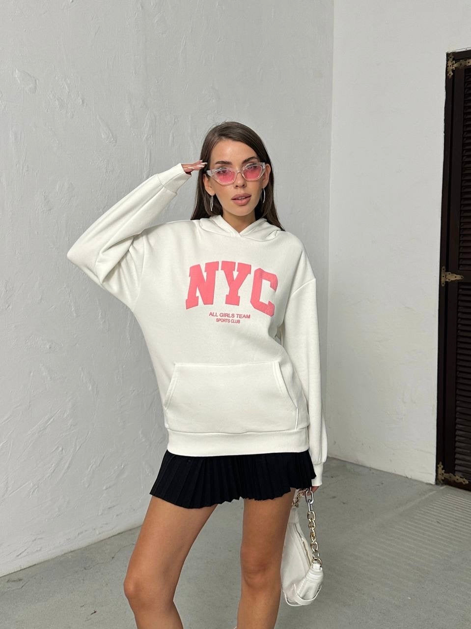 White New York Hoodie