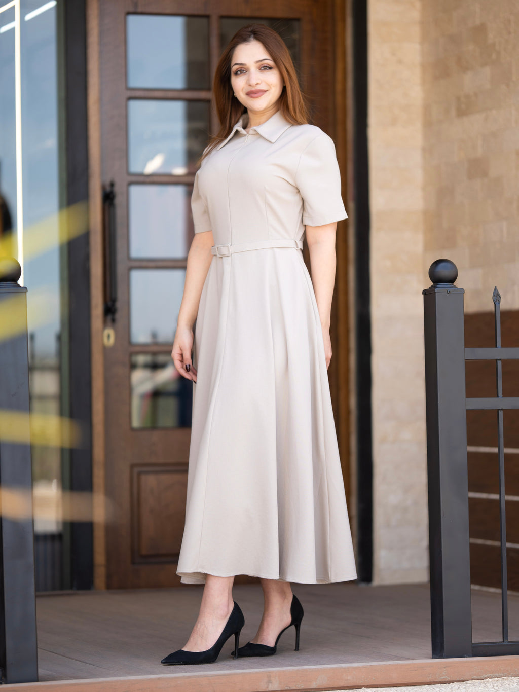 Elegant Beige Maxi Dress