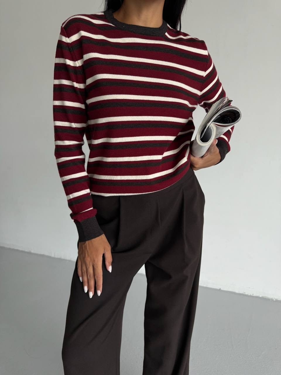 Maroon Striped Blouse