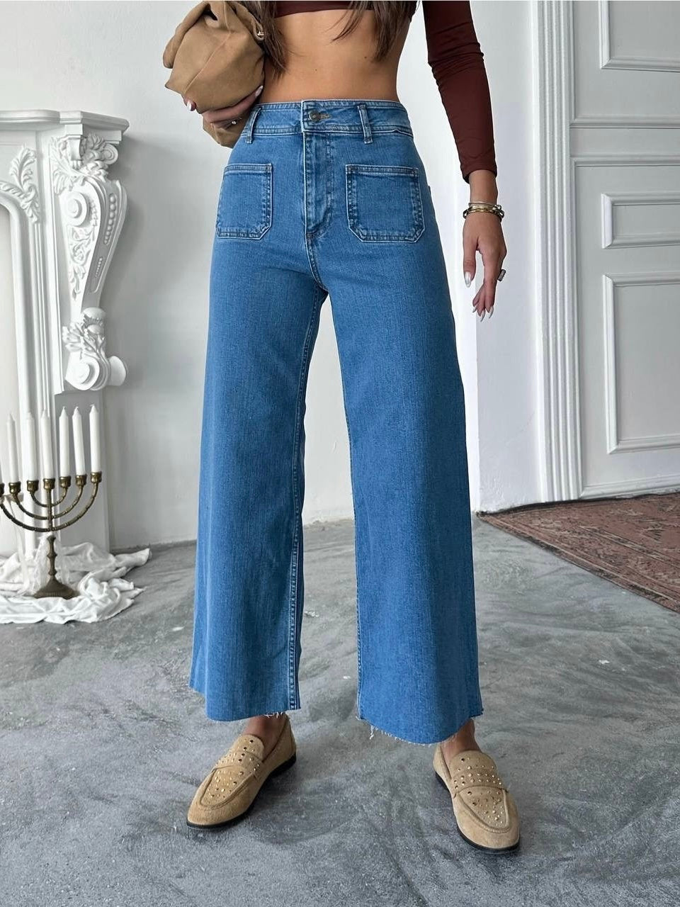 High-Waisted Wide Leg Jeans