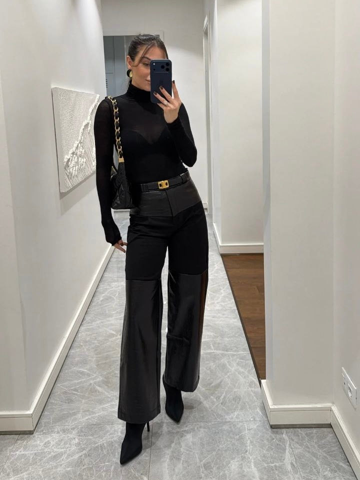 High-Waist Leather Pants