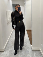 High-Waist Leather Pants