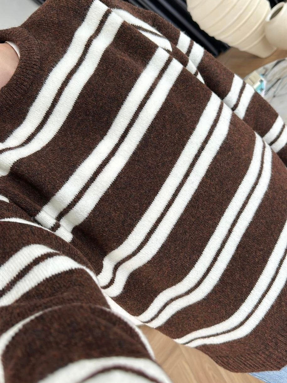 Brown Striped Wool Sweater
