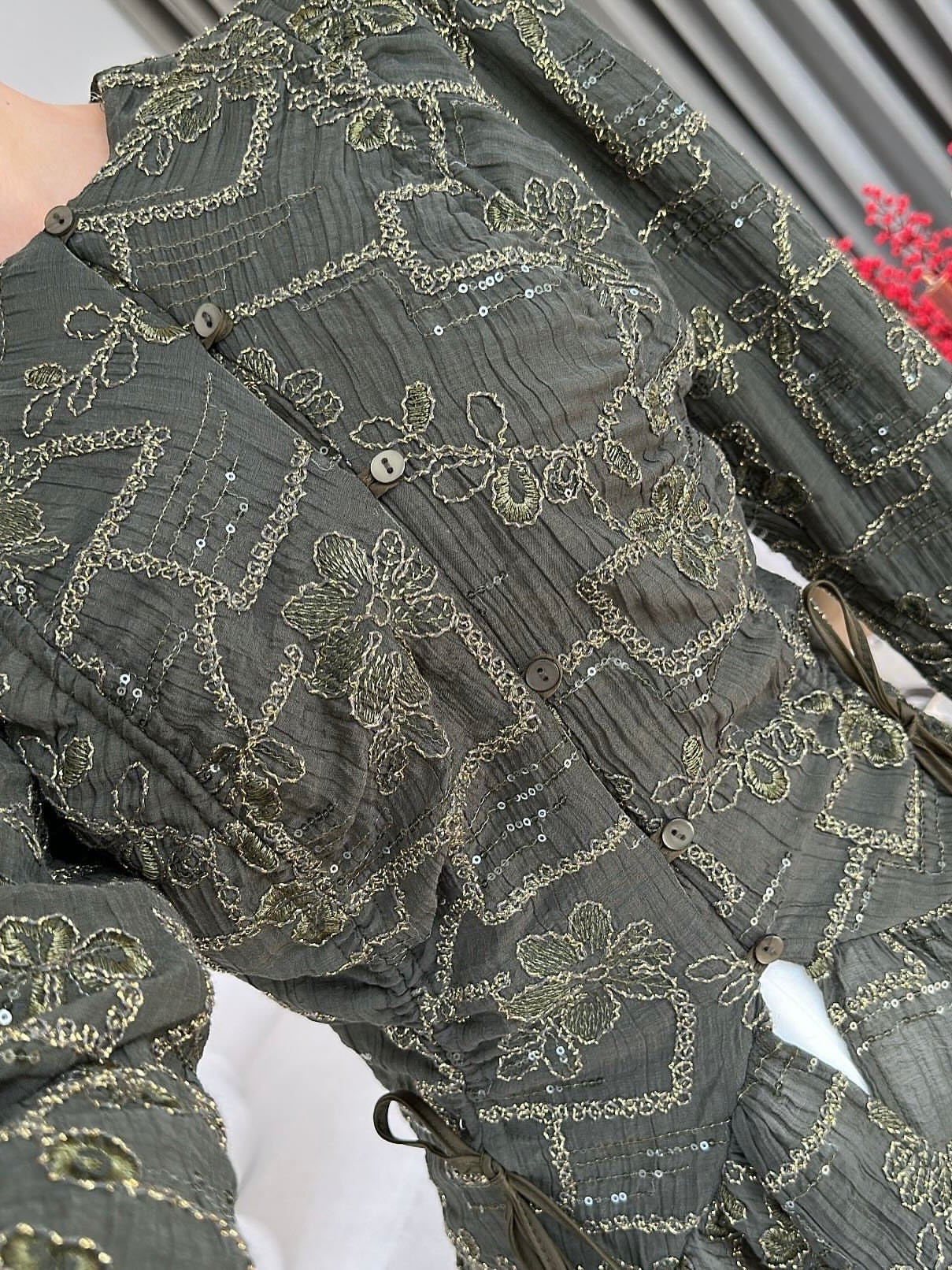 Luna Embroidered Peplum Blouse