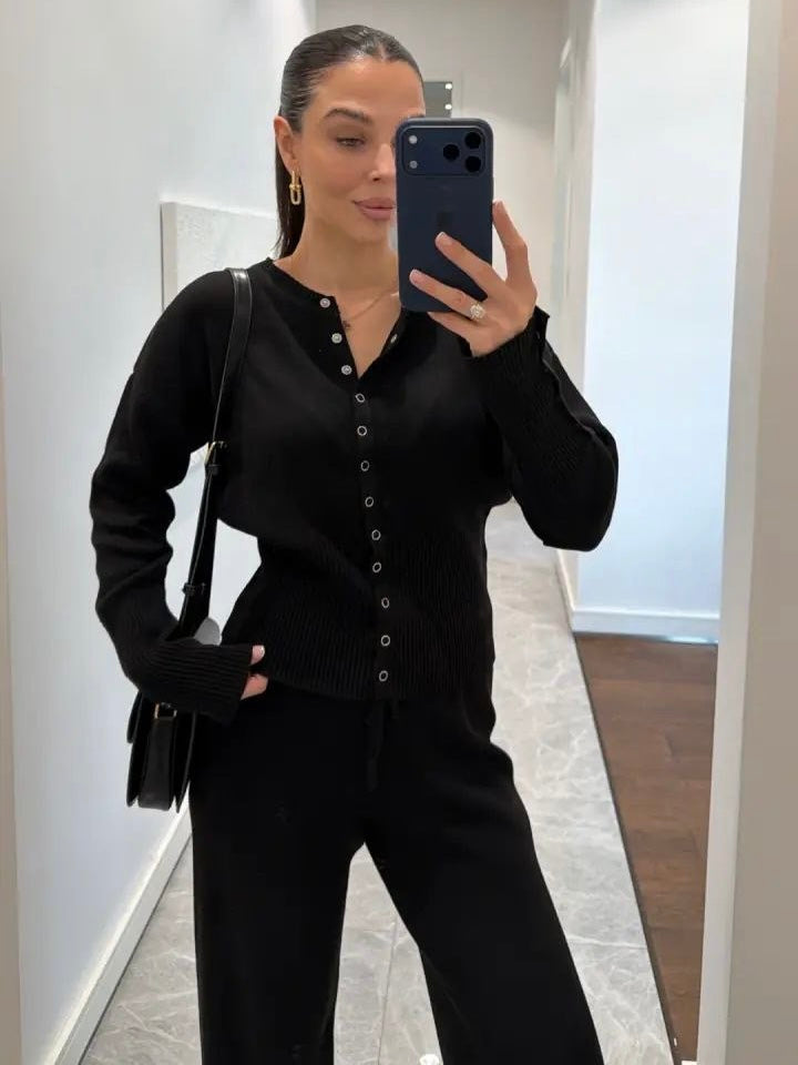 Elegant Black Wool Set