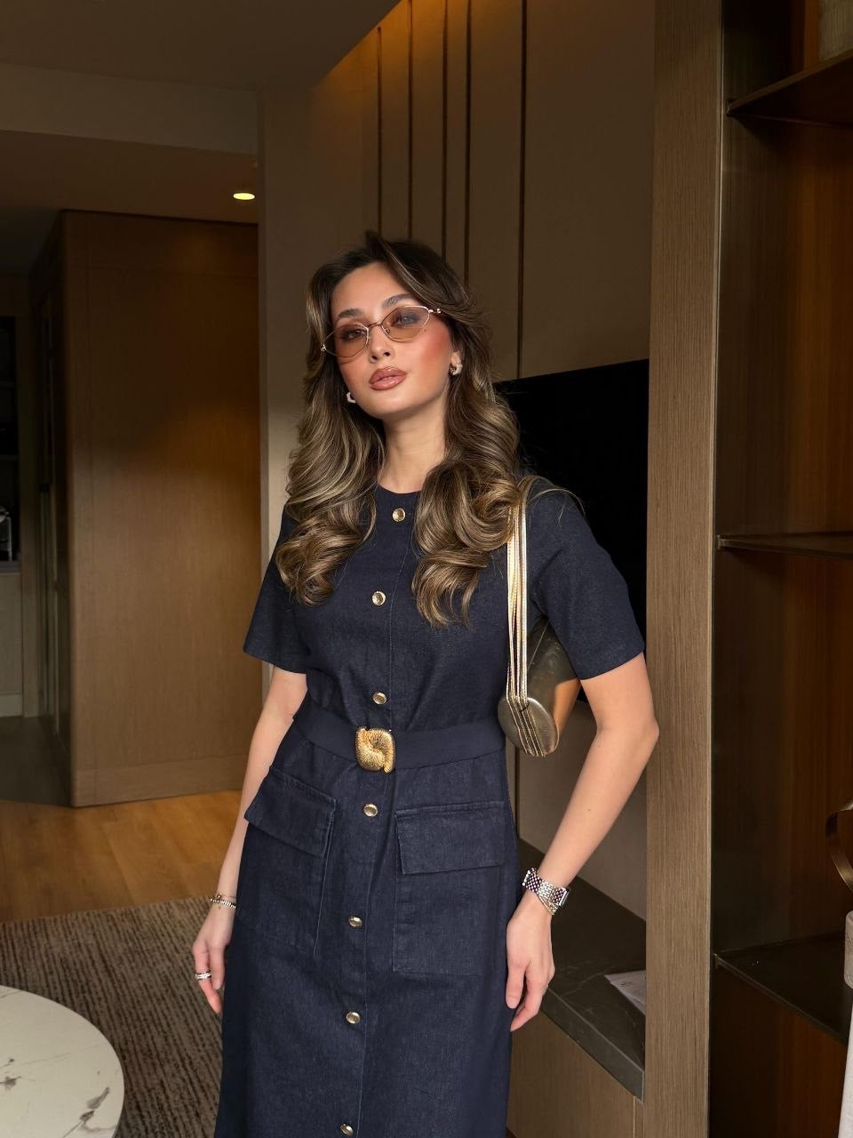 Navy Chic Buttoned Dress