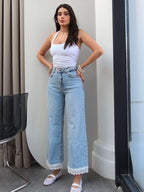 Lace Hem Wide Leg Jeans