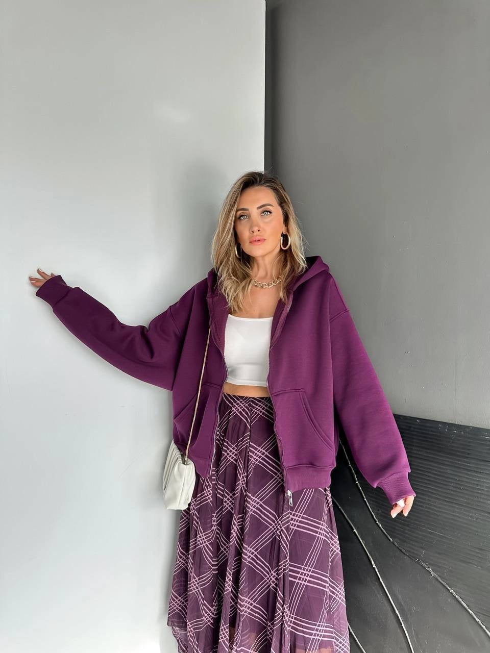 Burgundy Zip Up Hoodie