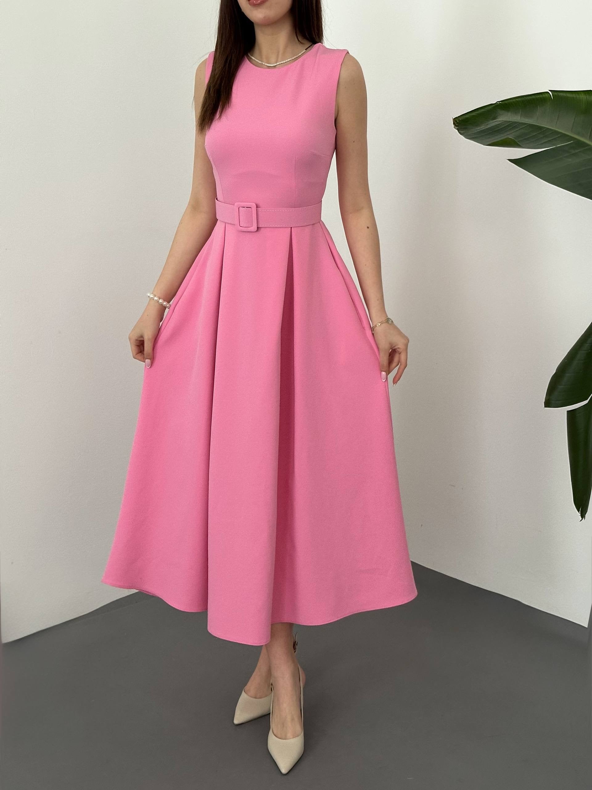 Pink Belted Dress