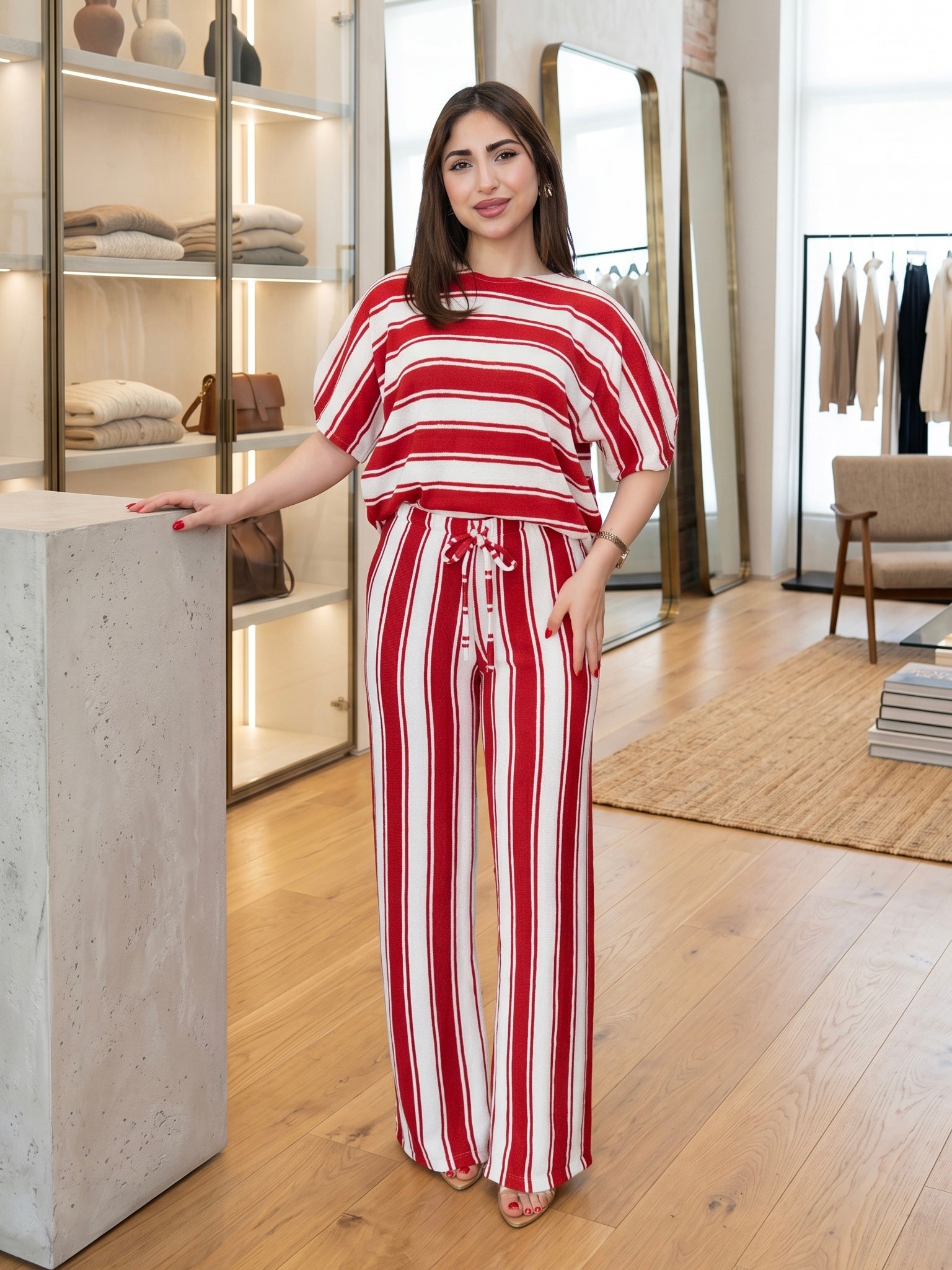 Red Stripe Lounge Set