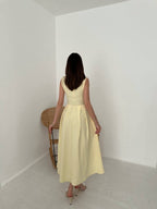 Yellow Belted Midi Dress