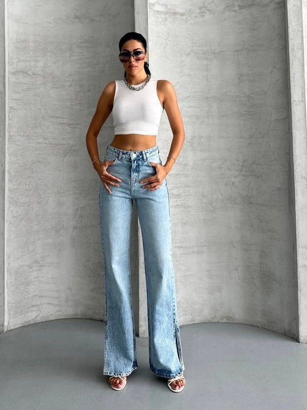 High Waist Straight Leg Jeans