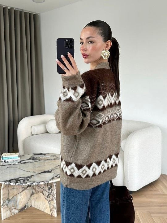 Brown Oversized Cardigan