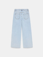 Light Wash Lace Side Wide-Leg Jeans