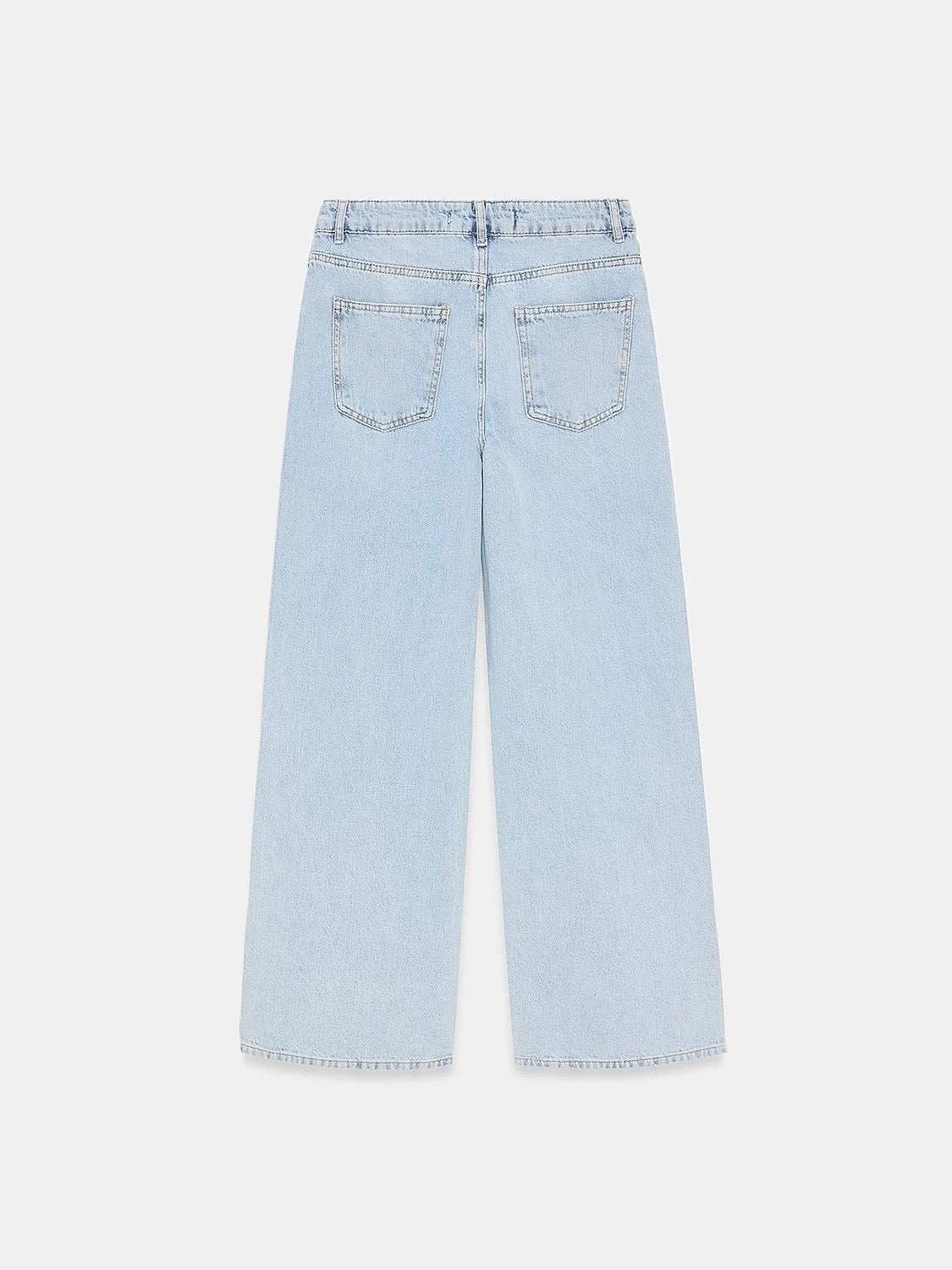 Light Wash Lace Side Wide-Leg Jeans