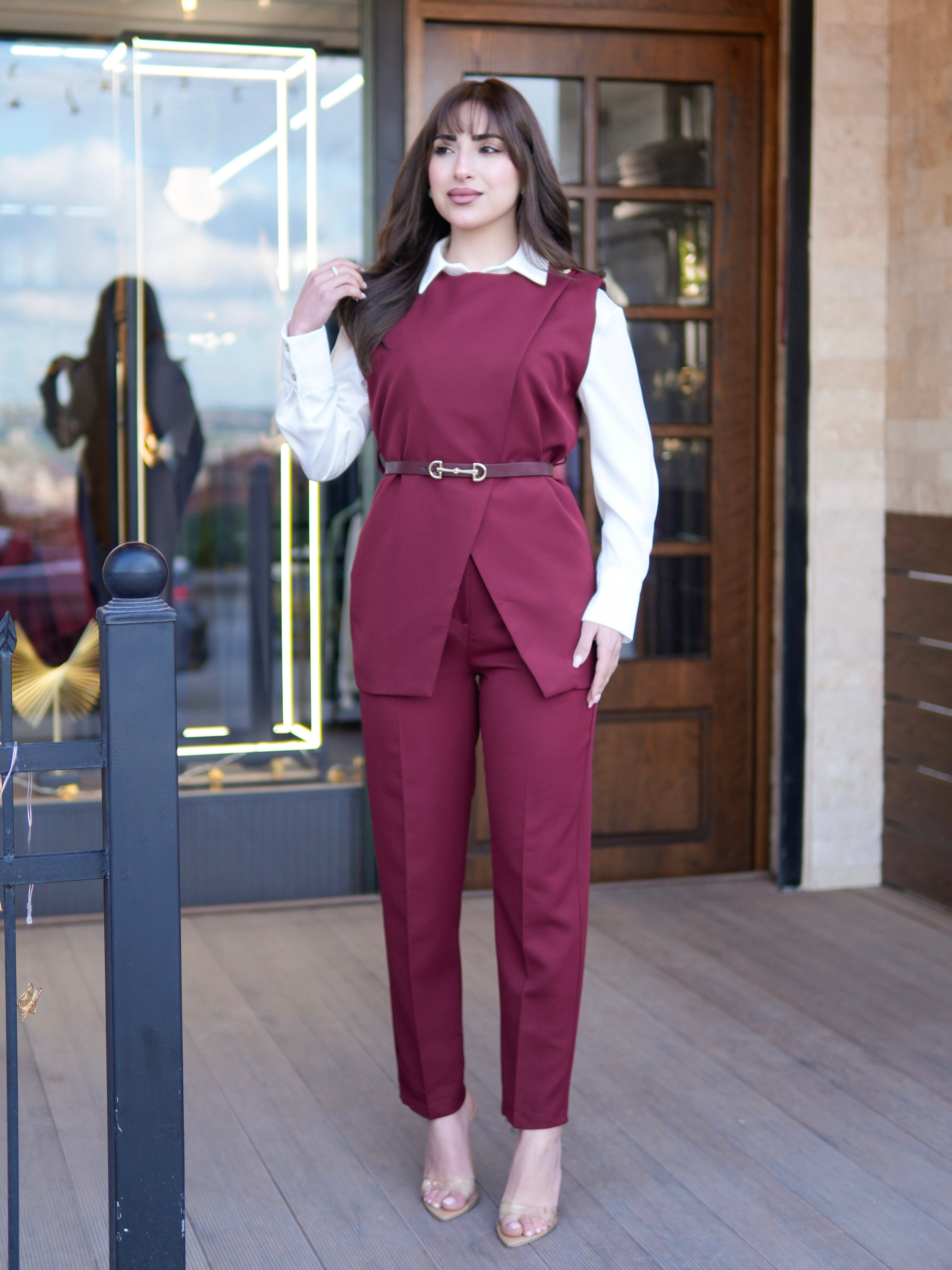 Elegant Burgundy Two-Piece Set