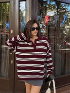 Burgundy Striped Wool Sweater