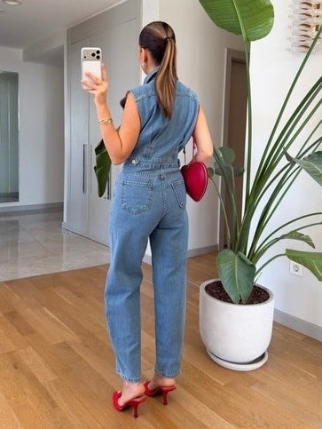 Chic Blue Denim Jumpsuit