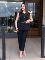 Black Elegance Belted Set