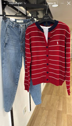 Red Striped Polo Cardigan