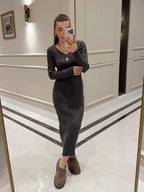 Ribbed Elegance Midi Dress