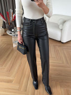 ZARA Leather Straight-Leg Pants