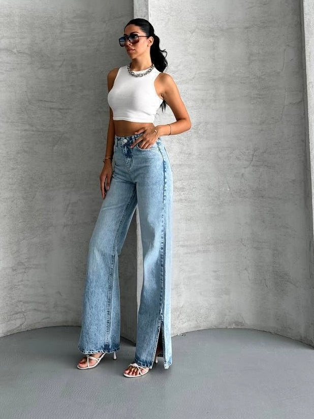 High Waist Straight Leg Jeans