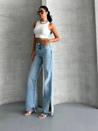 High Waist Straight Leg Jeans