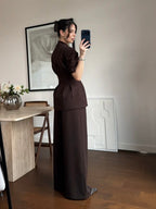 Brown Structured Two-Piece Set