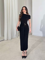 Black Midi Draped Dress