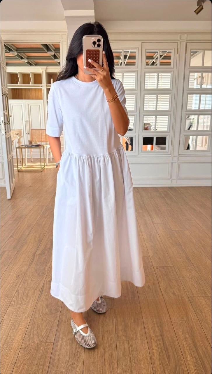 Minimal Gathered Maxi Dress